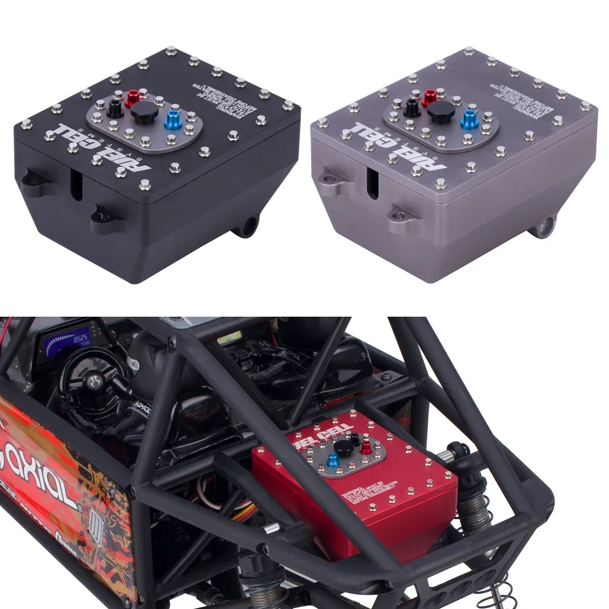 1Pcs Aluminum 1/10 Scale Fuel Cell Receiver Box Simulated Fuel Tank RC Trucks Radio Box for Axial Capra 1.9UTB Chassis Part