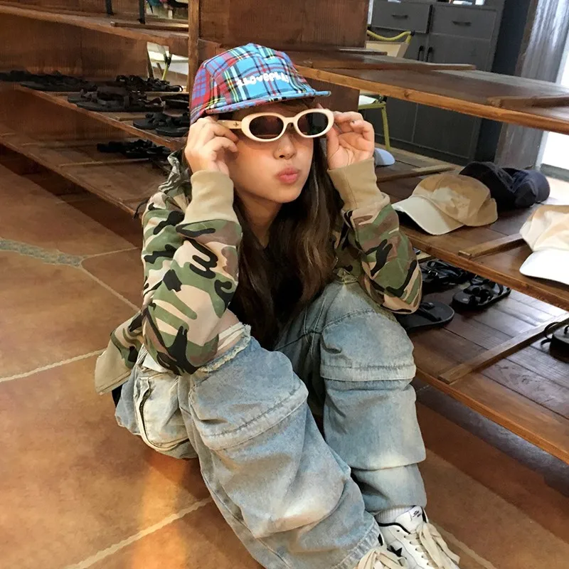 Karrram Japanese Y2k Cropped Jacket Vintage Harajuku Short Coat 2000s Korean Fashion Camouflage Zipper Hooded Sweatshirt Grunge