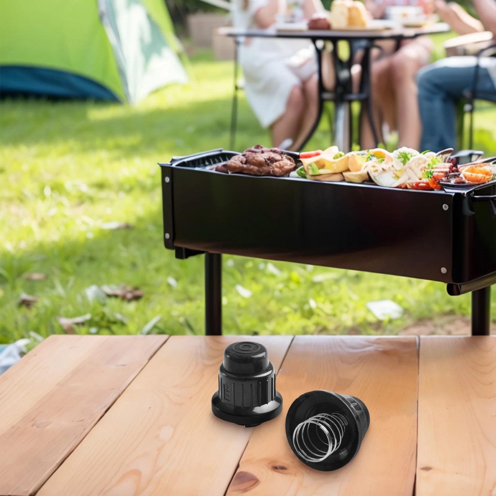 2pcs AA Push Button Cover Ignitor Cap For BBQ Gas Grill Stove Generat Plastic Black Barbecue Grill Cover Outdoor Cooking BBQ