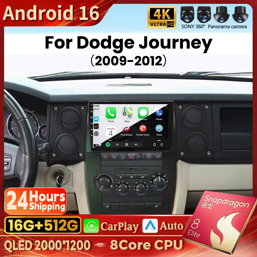 Qualcomm Android 16 Car Radio Multimedia Player For Jeep Commander XK 2007 Auto Carplay Car Stereo DSP wifi+4G Head Unit BT GPS
