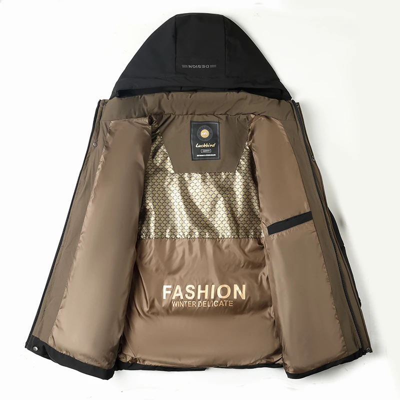 الرجال الفاخرة مقنعين الشتاء سترة سميكة الدافئة معطف مبطّن سستة ملابس خارجية موضة الأعمال عادية الكلاسيكية تنوعا الاتجاه الرجال #3