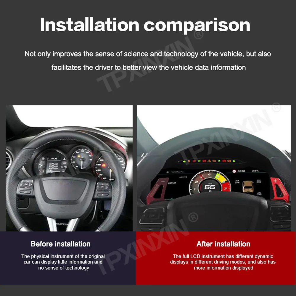 12.3 Inch Plug and Play For VW SEAT Leon 2009~2012 LCD Digital Performance Display Dashboard DenaliDigital Instrument Cluster