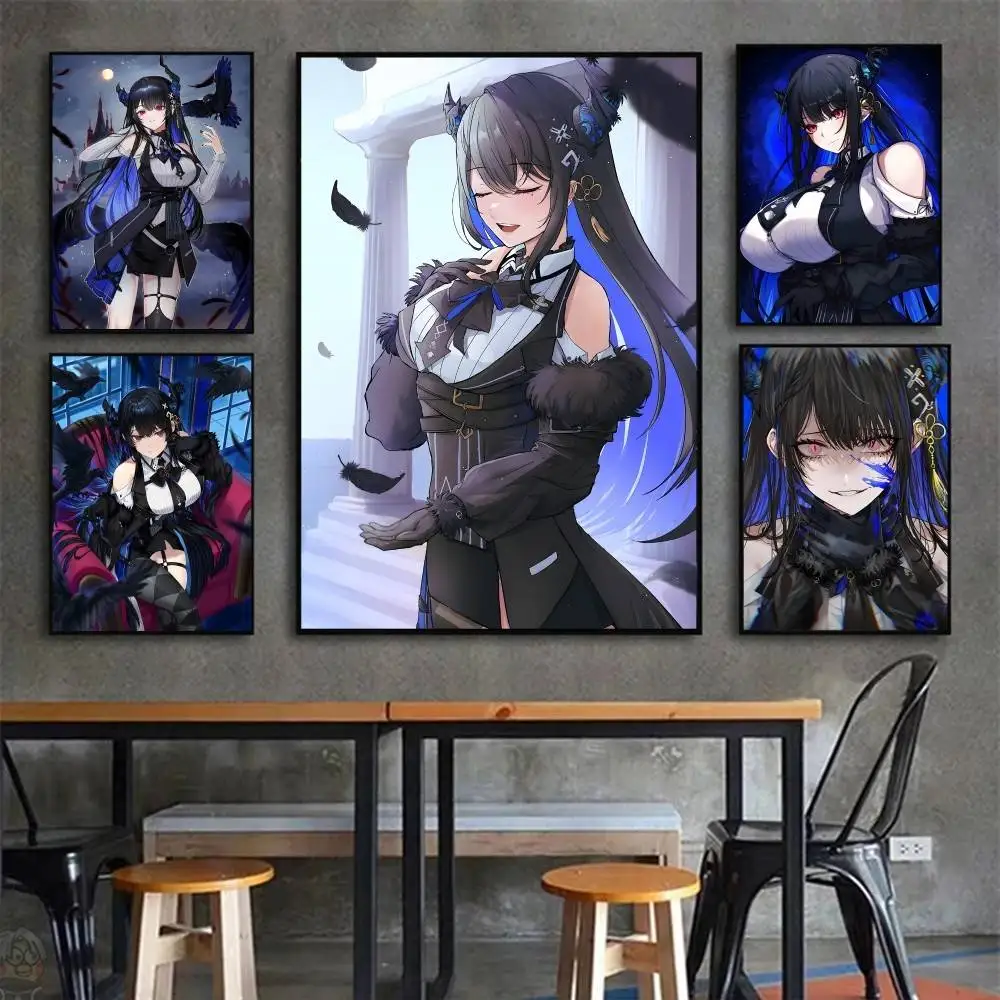 Nerissa Ravencoft Animation H-hololive Posters Living Room Bar Cafe Quality Canvas Vintage Style Comics Painting Art Home Wall