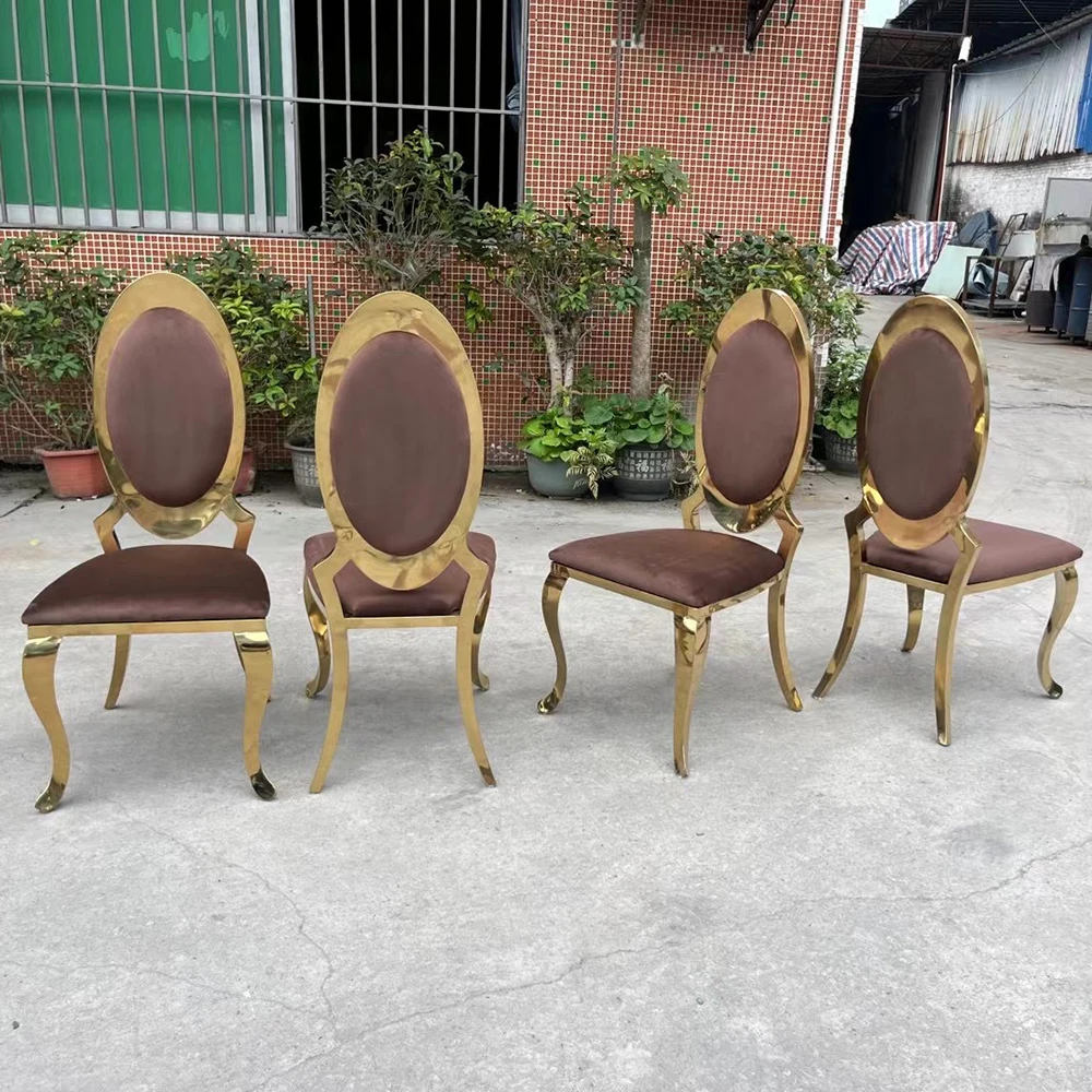 Factory Sale Luxury Gold Frame Glass Stainless Steel Wedding Banquet Tables Wholesale For Party image 5