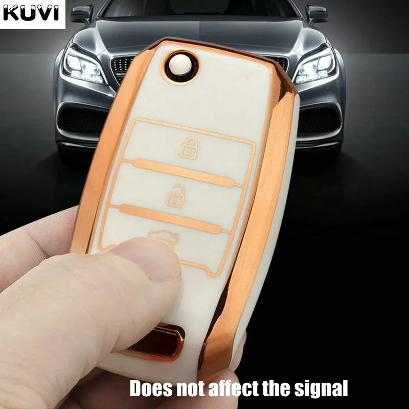 TPU Folding Car Key Cover Protection For KIA Sid Rio Soul Sportage Ceed Sorento Cerato K2 K3 K4 K5 Remote Case Protect Keychain