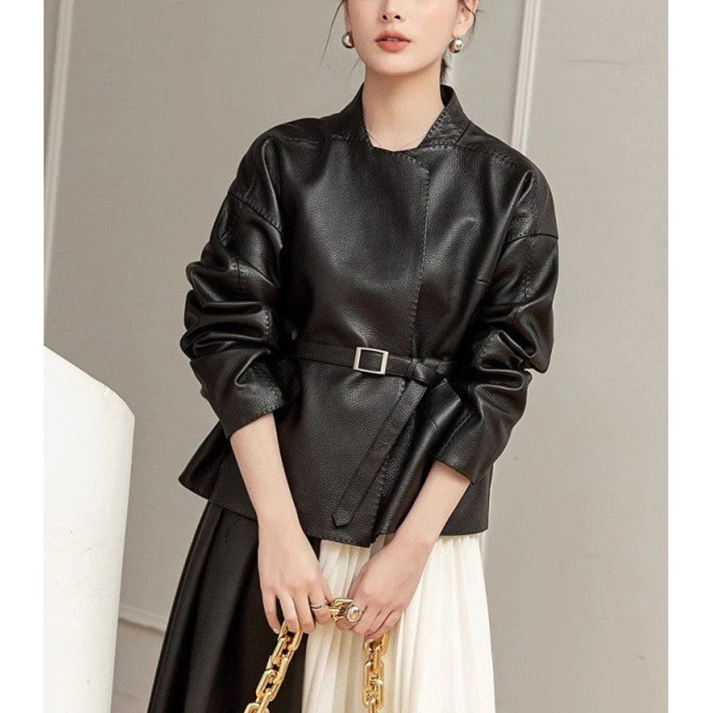 2025 New Leather Coat Women's Short Trendy Spring and Autumn Leather Jacket