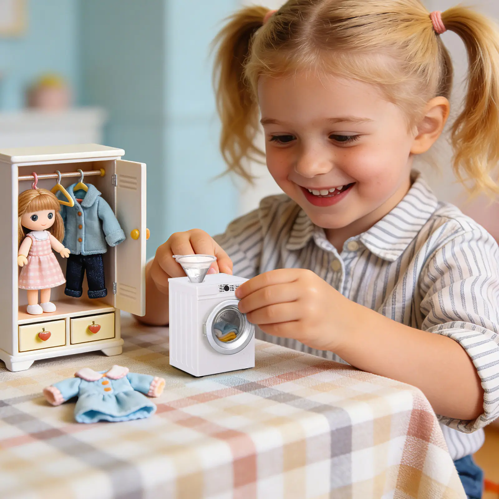 

1 12 Scale Miniature Washing Machine Accurate Tiny Appliance Prop Interactive Rotatable Door Rechargeable Small House Decor