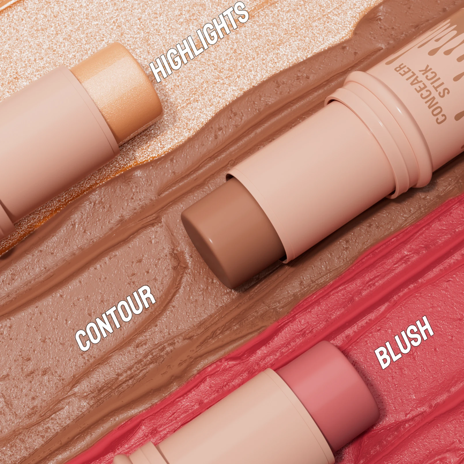 Set de Contorno en Barra, Acabado Mate Natural, Iluminadores, Sombra, Resistente al Agua, Barra de Contorno, Pluma de Contorno para Dar Forma a la Cara en V, Maquillaje Facial