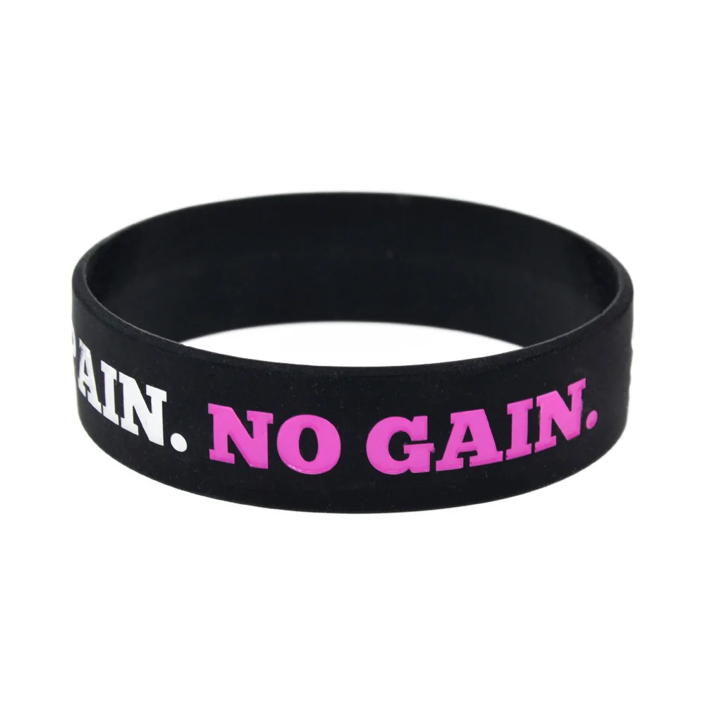 25 Stück Motivations-Slogan Sport-Gummiarmband „No Pain No Gain“ Crossfit Silikon-Armband 3/4 Zoll breit – Detail 8