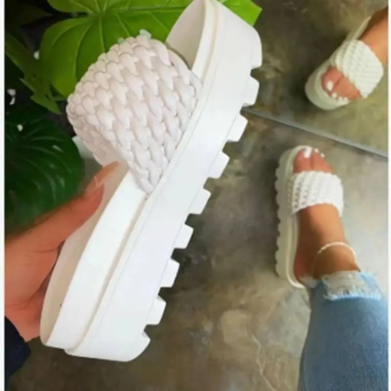 Tongs en Coton pour Femme, Pantoufles de Plage à Semelle Souple, Antidérapantes, Nouvelle Mode, Été