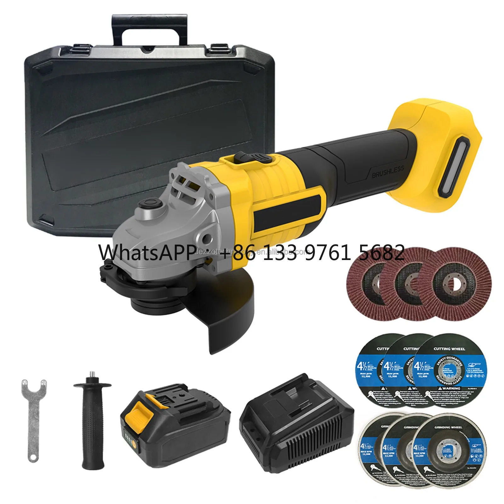 

20V Brushless 4-1/2'' 115MM Power Angle Grinder Tool Polishing Cutting Machine Cordless Electric Angle Grinder Power Tool