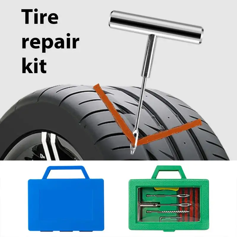 

Car Tire Puncture Repair Kit Auto Compact Tire Repair Kit With Upgrade T Handle Convenient Automobile Practical Tire Repair Kit