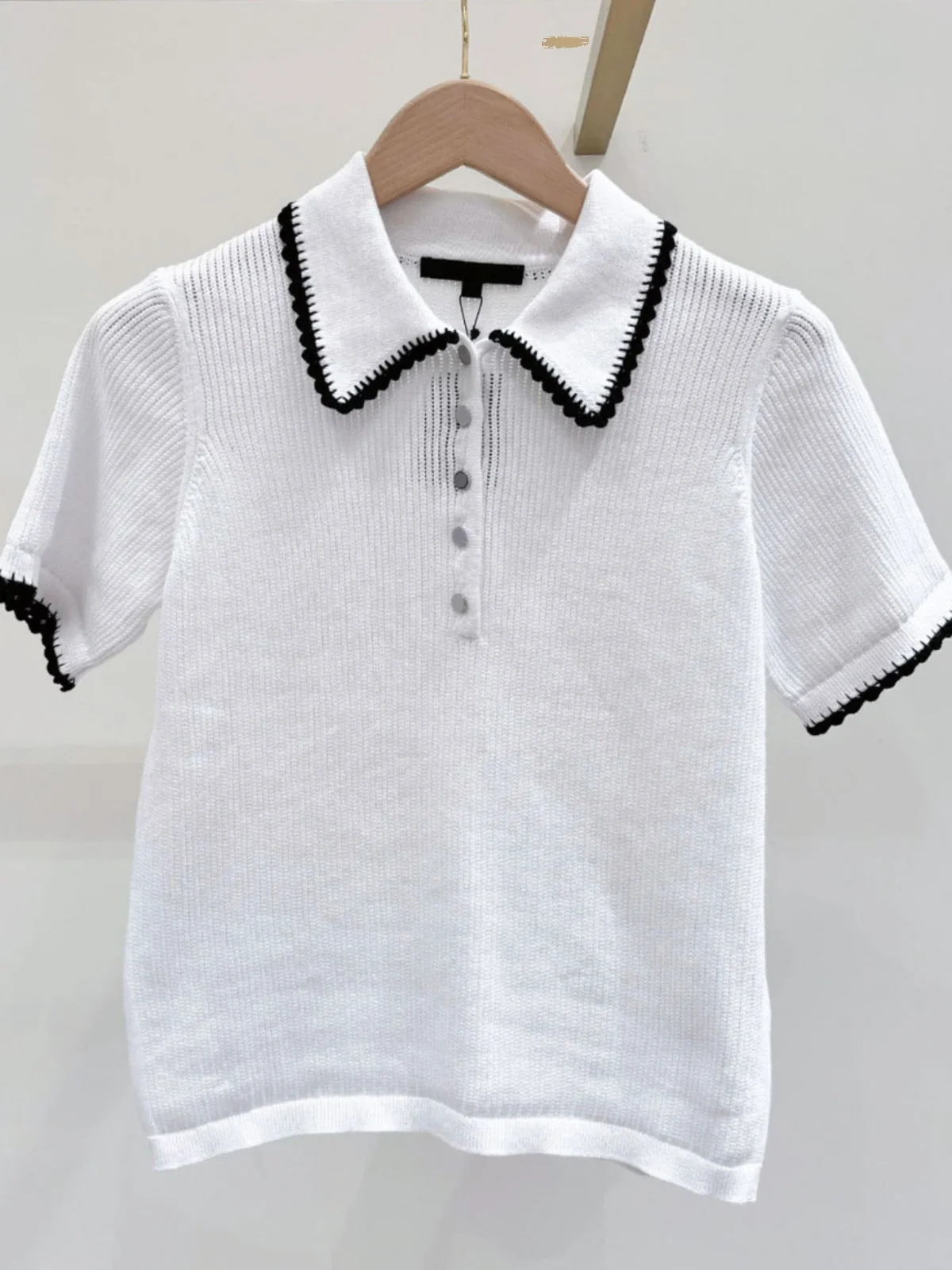 

M Home South Oil High End European Women's Spring Casual Versatile Neck T-Shirt Knitted Sweater Top Simple Style Regular...