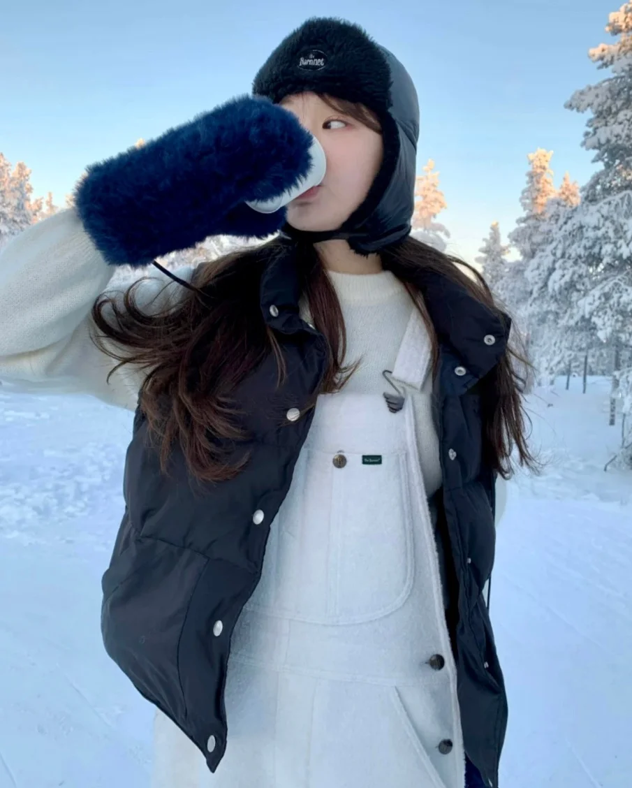 Bla Barnet エイト ダウンベスト 2025 冬 暖かい ホワイトグースダウン ルーズ 多用途 レディース パファーベスト 通勤 スタイリッシュ ロング スリ...