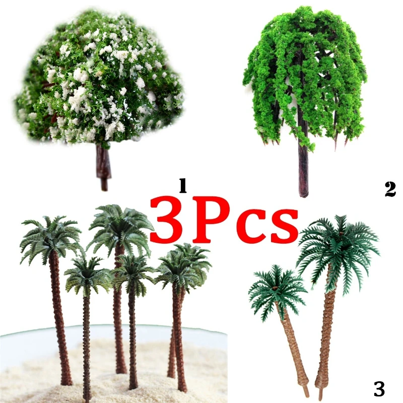 

Hot 3pcs Simulation Coconut Trees Modern Park Miniature Fairy Garden Miniatures Landscape Accessories Toys for Doll House mini