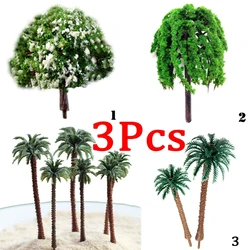 Hot 3pcs Simulation Coconut Trees Modern Park Miniature Fairy Garden Miniatures Landscape Accessories Toys for Doll House mini