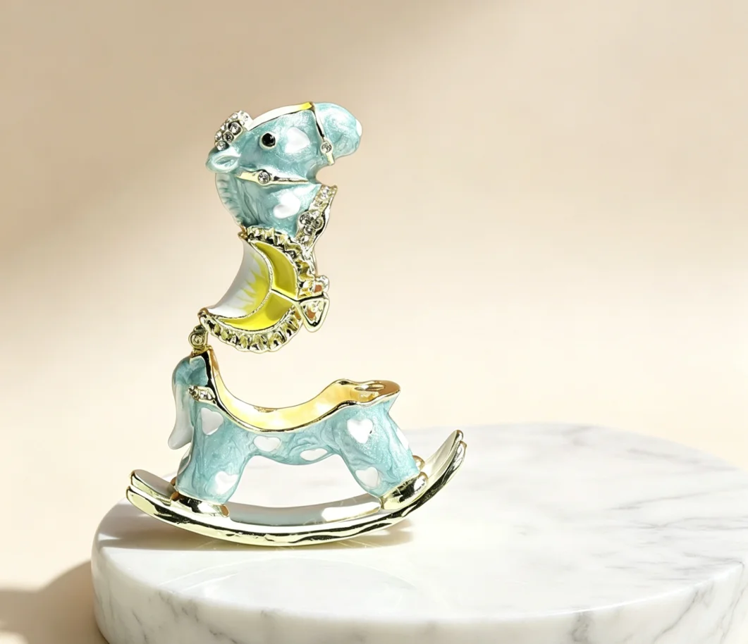 Lovely Horse Trinket Jewelry Box Wedding Ring Holders Baby Teeth Storage Box Christmas Kids Gift Dressing Table Decor