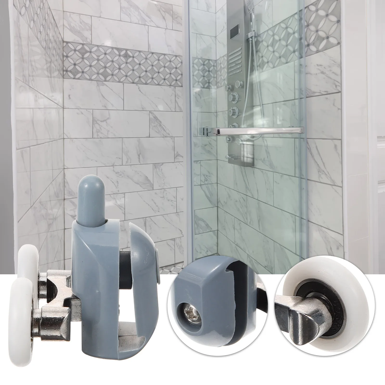 

4 Pcs Sliding Rollers Durable Large Glass Shower Door Rollers Replacement Flat Wheel Smooth Shower Door Hardware Replacement