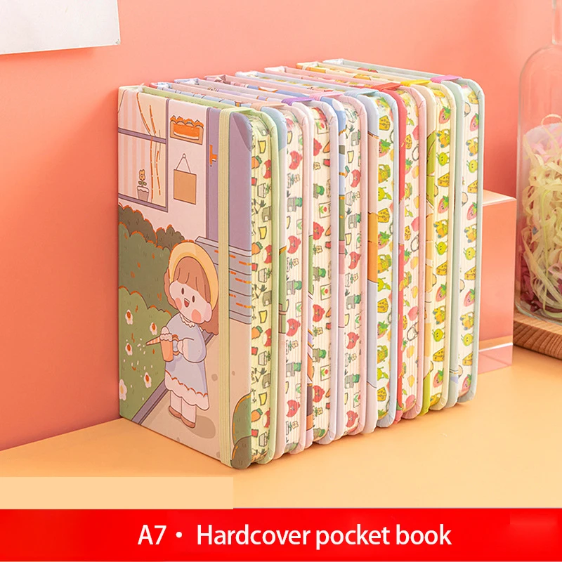 Cartoon a7 binding hardcover student Pocket This cute little notebook with hot gold and color border portable notepad