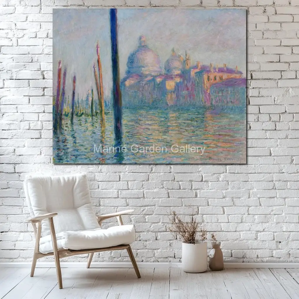 Seascape Painting Claude Monet Grand Canal Venice Canvas Artwork Hand Painted Romantic Abstract Art for Family Bedroom Decor