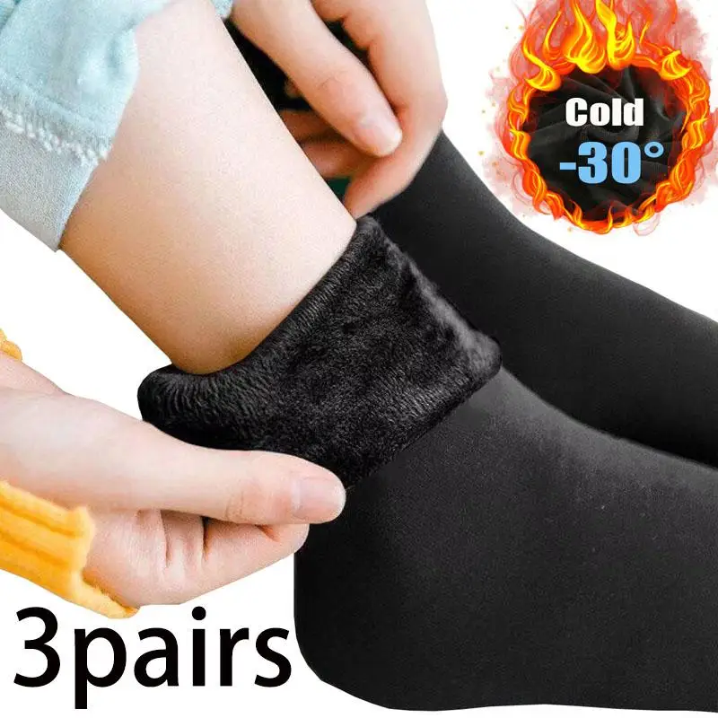 1 oder 3 Paar Unisex Winter Warme Dicke Thermosocken Wolle Kaschmir Schnee Nahtlose Socken Samtweiche Stiefelsocken Schlafsocken
