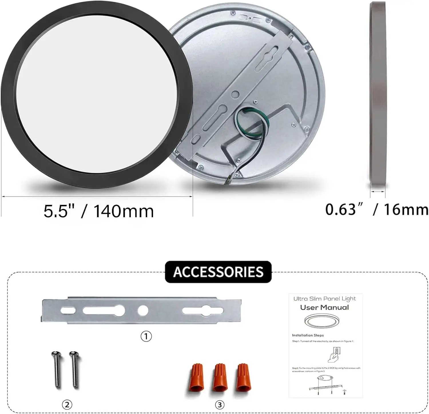 Plafoniera da incasso da 5.4 "" dimmerabile con Etl Cert, plafoniere a Led nere 5000K plafoniera rotonda Ultra sottile