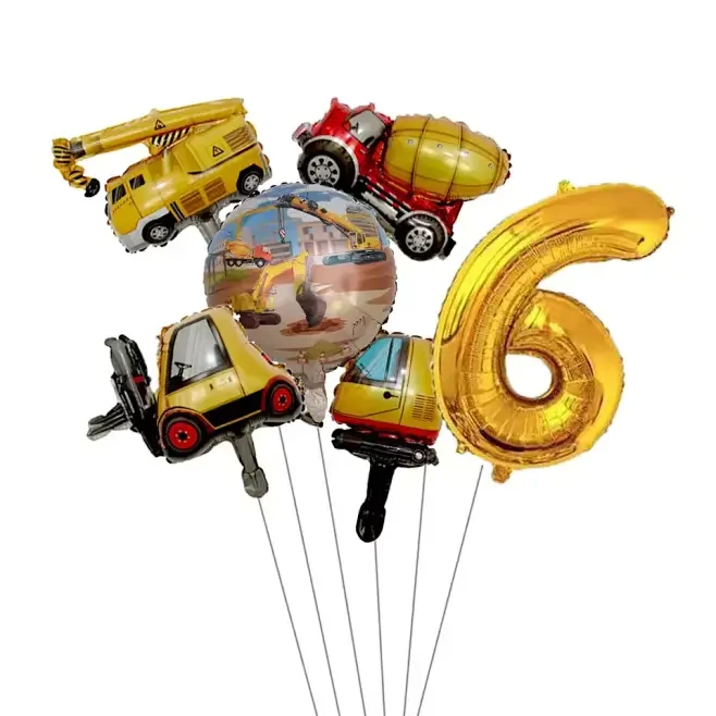 6-teiliger Mini-Karton-Fahrzeugballon mit 32-Zoll-Gold-Zahlen-Ballon-Set für Jungen, Bauauto-Thema, Geburtstagsparty-Dekorationen – Detail 13