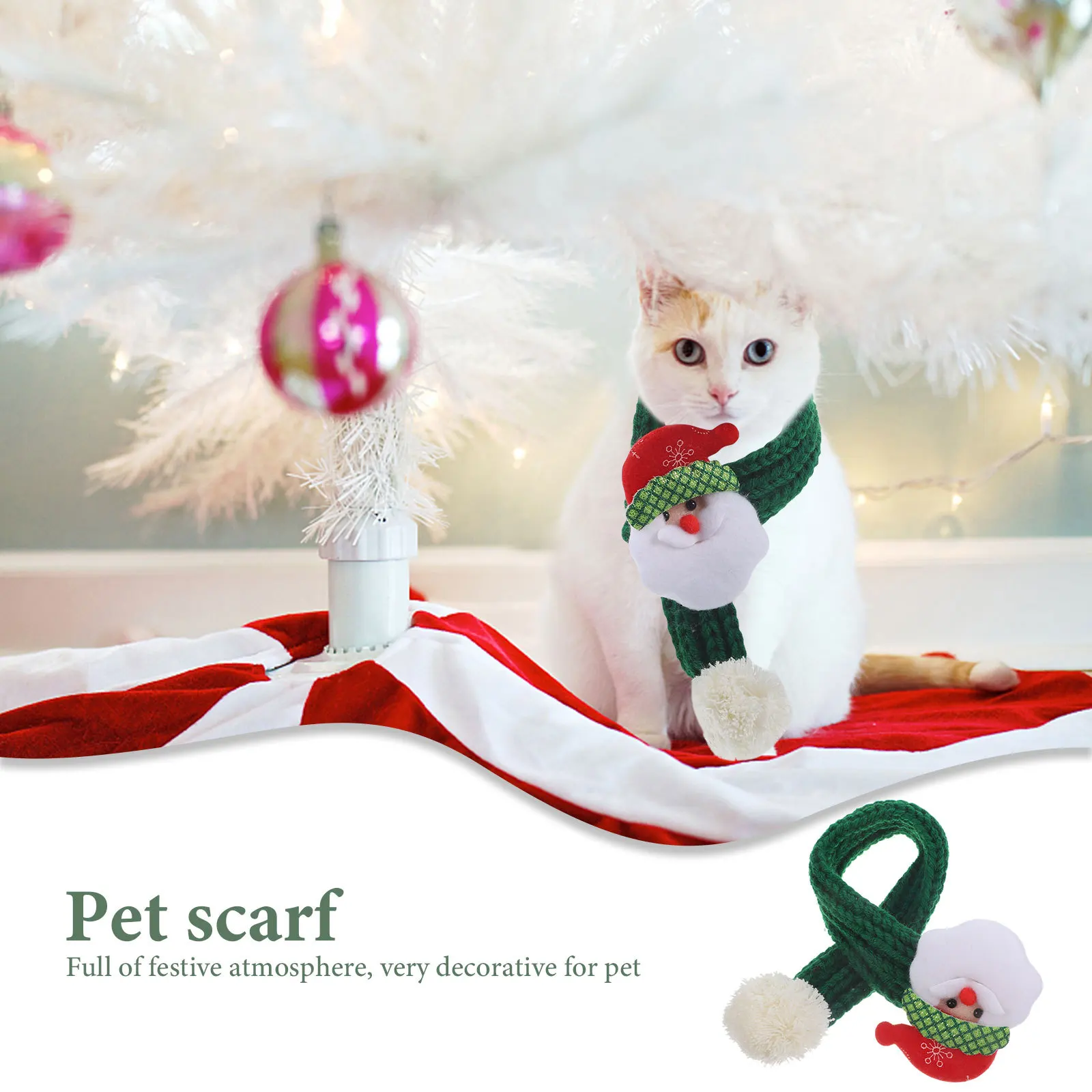 

Christmas Dog Cat Scarf Knitted Soft Warm Holiday Pet Decorative Scarf Xmas Cat Dog Accessory Pet Supply Christmas Gift