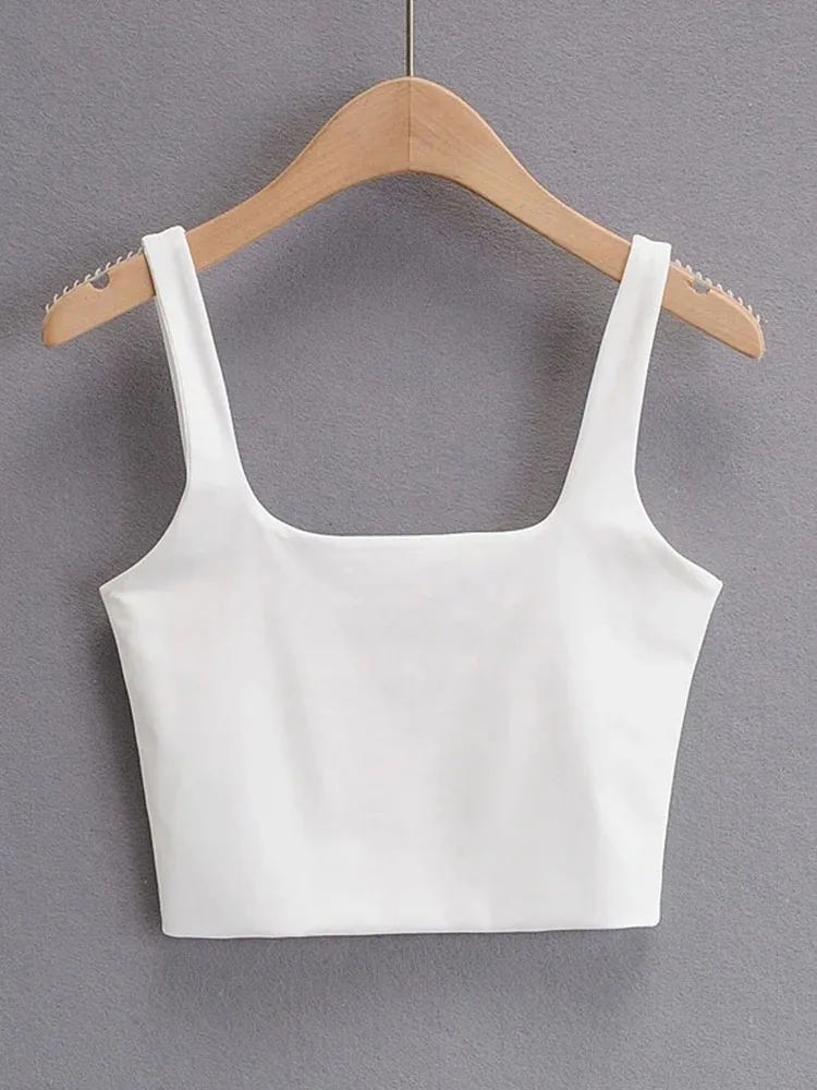 Lato 2025 Seksowny damski tank top bez rękawów Modny krótki kwadratowy kołnierzyk 6 opcji kolorystycznych Modny swobodny top