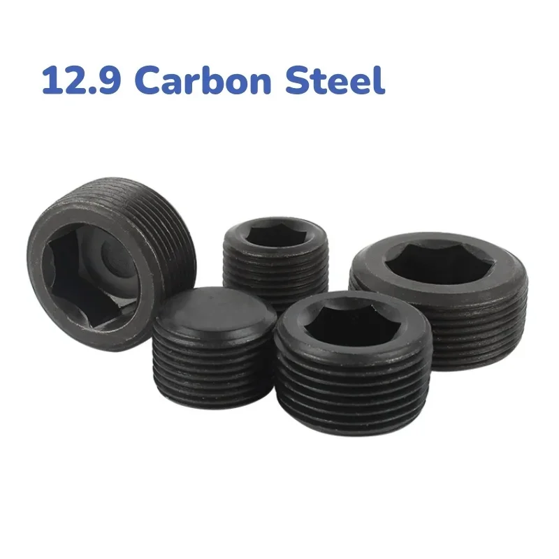 12.9 Grade Carbon Steel Hex Socket Pipe Plug G1/16 G1/8 G1/4 G1/2 G3/4 G1 BSPT Oil Line Stop Screw