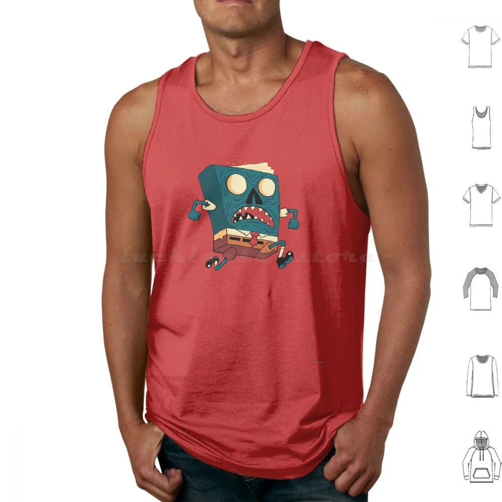 Spongebook Deadpants Tank Tops Vest Sleeveless Sponge Evil Dead Necronomicon Book Of The Dead Horror Cartoons Animation Funny