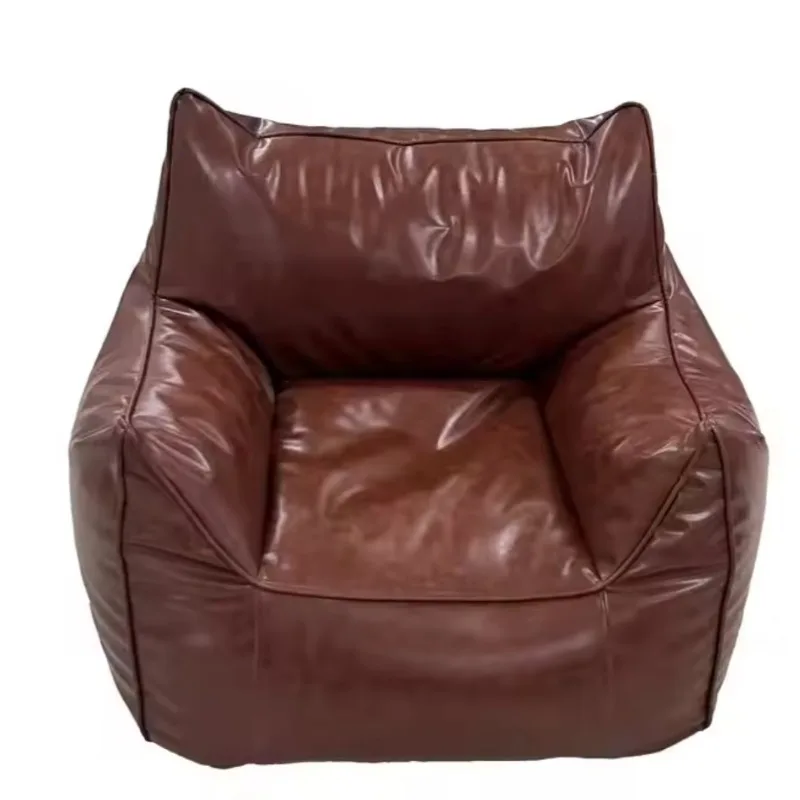 Large Comfortable Leather Bean Bag Sofa Bed Chair with Armrests for Adults Relaxation in Living Room or Bedroom