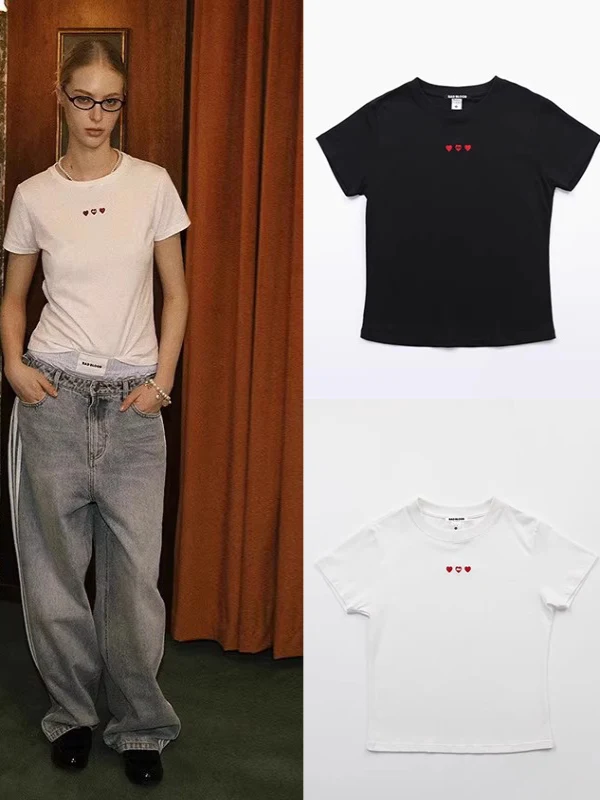 

Свободная футболка в стиле ретро в американском стиле, женская летняя повседневная спортивная круглая футболка Ne, модный хлопковый принт с креативным дизайном