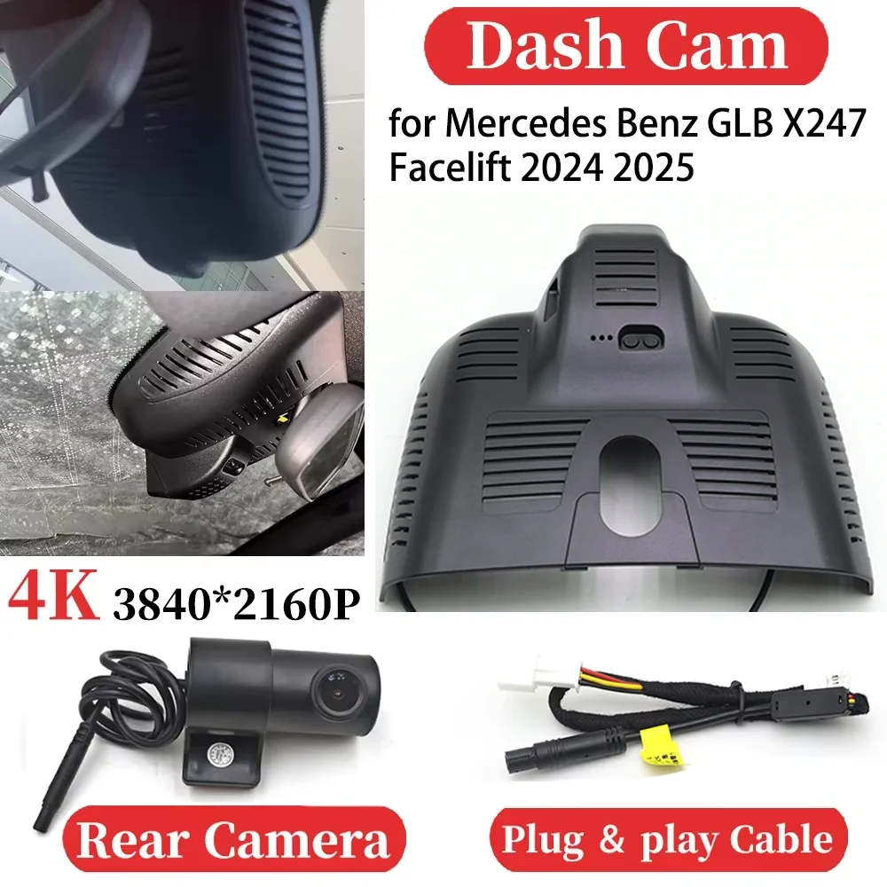 ZJCGO UHD Car 4K Video Recorder DVR Dash Cam Dashboard Camera Plug and play for Mercedes Benz GLB X247 Facelift 2024 2025