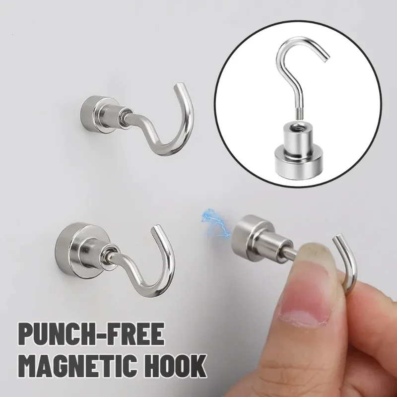 50/1Pcs Strong Magnetic Hooks Multi-Purpose Neodymium Magnet Hook Kitchen Refrigerator Keys Coat Storage Holders Bathroom Hanger