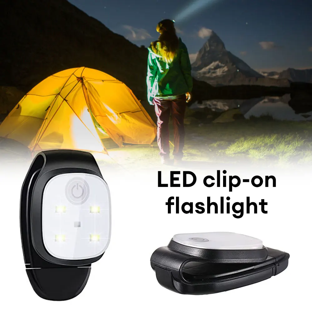 LED Clip Flashlight 4 Lighting Modes USB Rechargeable Clip On Light Safety Warning Running Lights for Night Walking Fishing