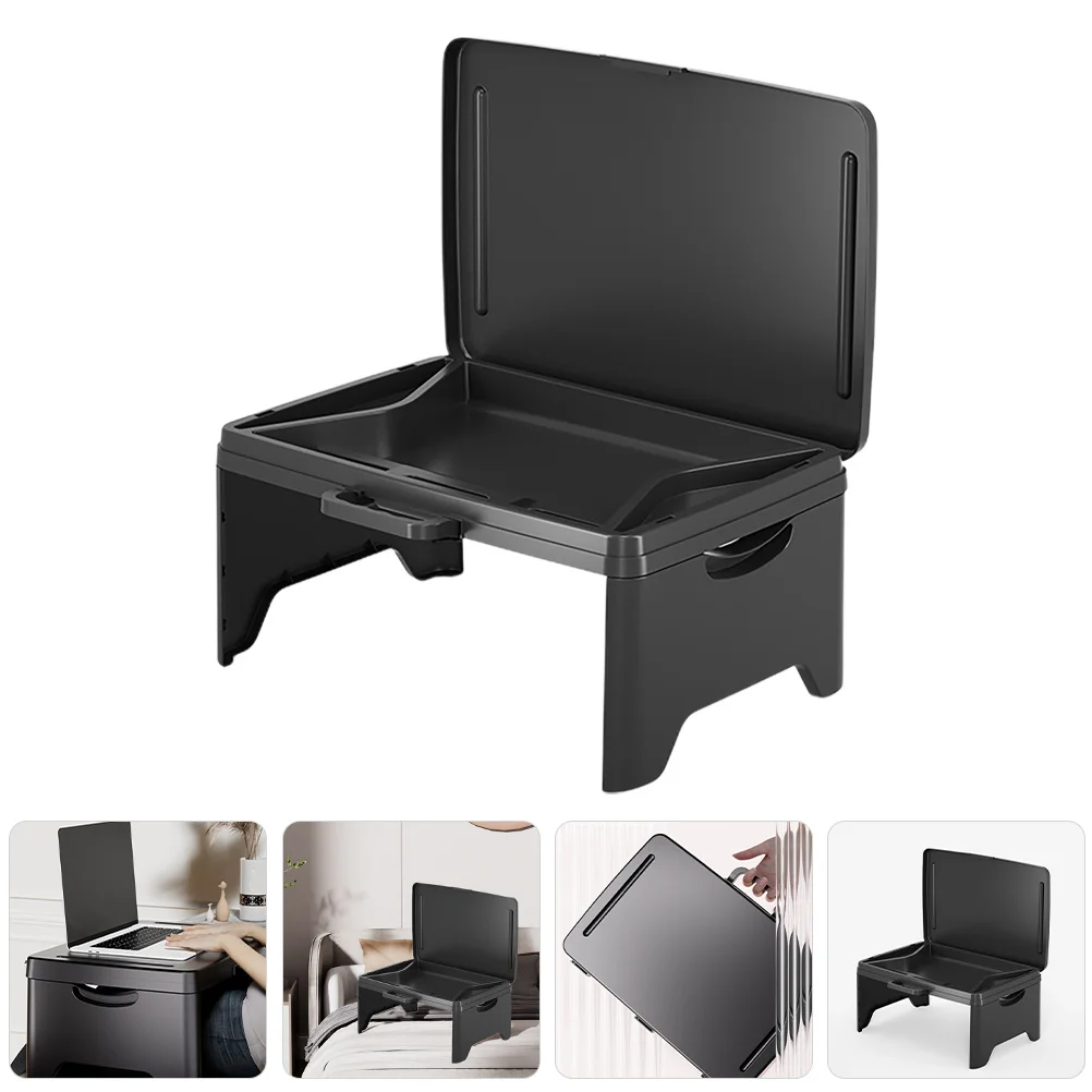 

Portable Folding Lap Desk With Storage Black Laptop Bed Table For Couch Floor Travel Writing Reading Study Gaming Use