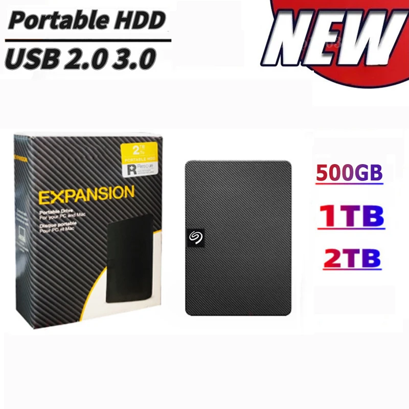 Seagate-Disco Rígido Externo Portátil, Disco Rígido Estendido, Novo Estilo, USB 3.0, 500GB, 1TB, 2TB, 2,5"