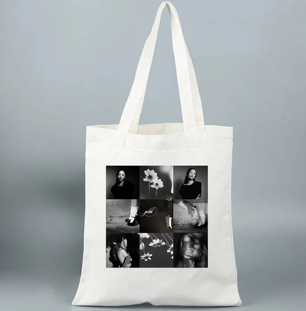 Bolsa de Compras con Diseño del Álbum Petal de la Cantante Ariana Grande, Bolsa de Lona para Mujeres y Niñas, Bolsa de Compras de Lona para Fans, Regalo, Bolsa de Hombro Reutilizable