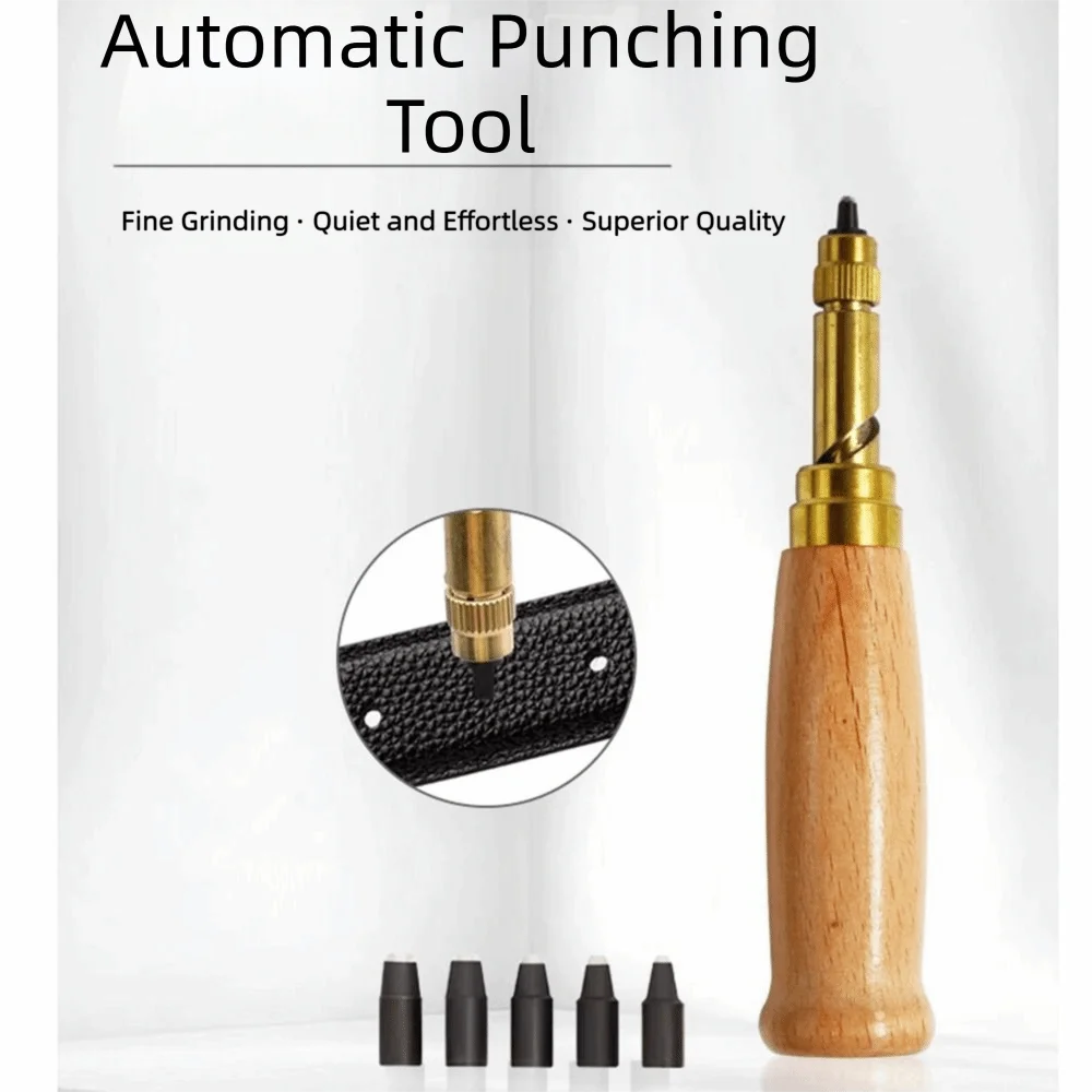 Adjustable Belt Hole Puncher 6 Tips Size Replaceable Multi-Head Screw Punch Semi-Automatic Rotary Puncher Hollow Hole Punch