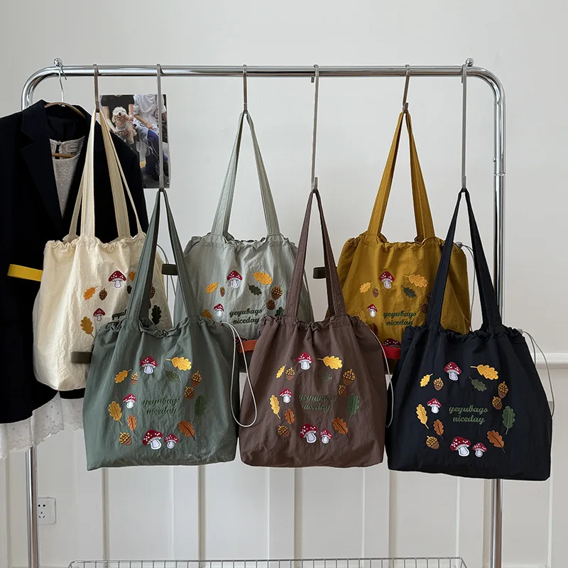 

YIFAN Women Fabric Cloth Shoulder Bag Large Capacity Shopping Bags Flowers Ladies Books Handbag Tote Thick Durable Purse