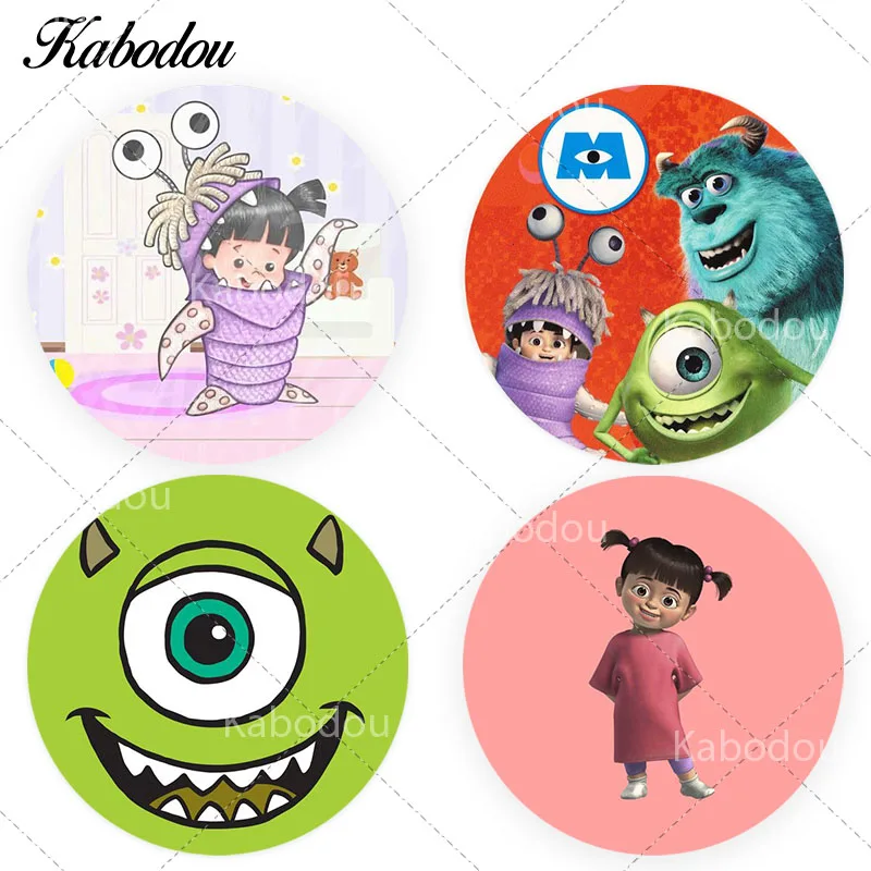 

Monsters Inc Circle Photo Backdrop Cover For Kids Birthday Pixar Boo Mike And Sully Round Photography Background