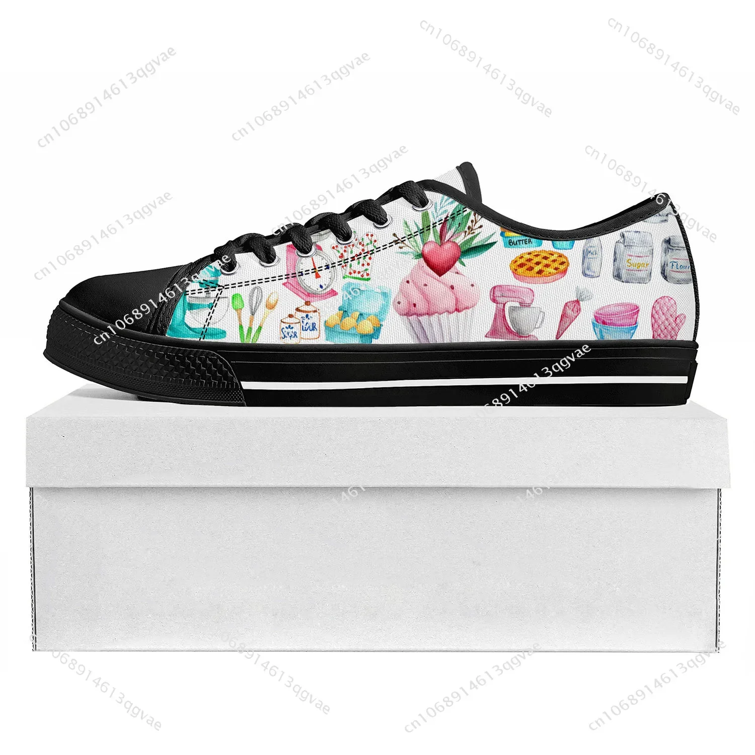 

Cartoon Cake Chef Low Top High Quality Sneakers Mens Womens Teenager Canvas Sneaker Casual Couple Shoes Custom Made Shoe Black