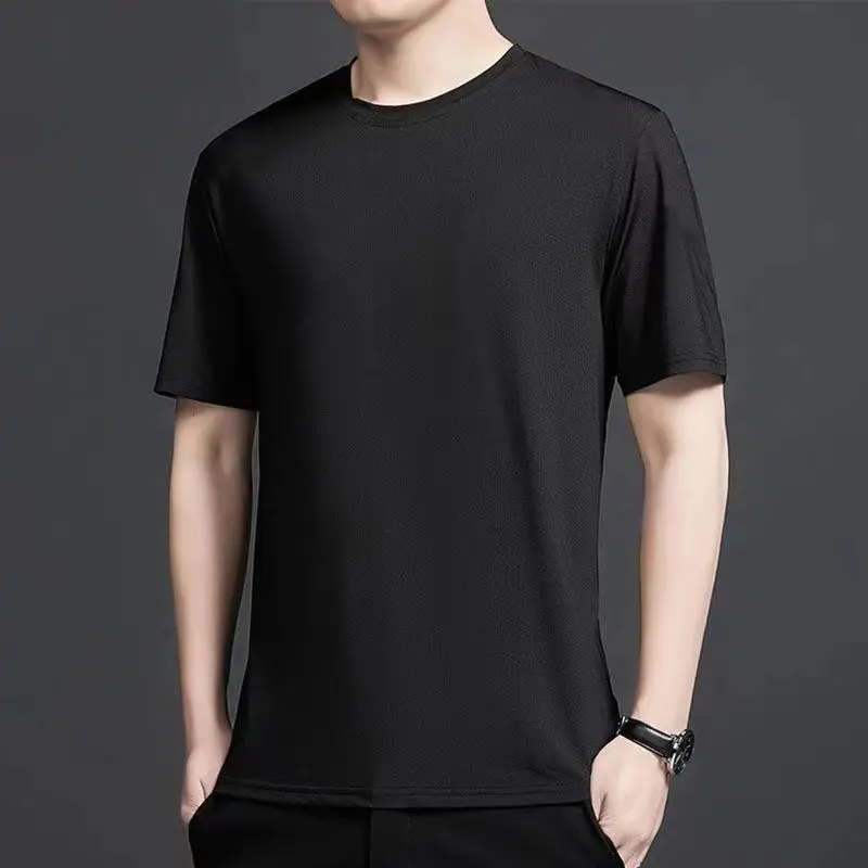 Waffel-Kurzarm-T-Shirt für Männer und Frauen, Sommer, japanisches Rundhals-Halbarm-Top, lockeres, lässiges, einfarbiges T-Shirt – Detail 13