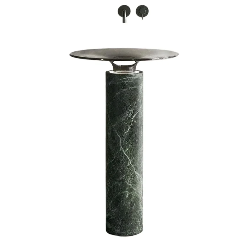 

Nordic style natural marble column wash basin customization