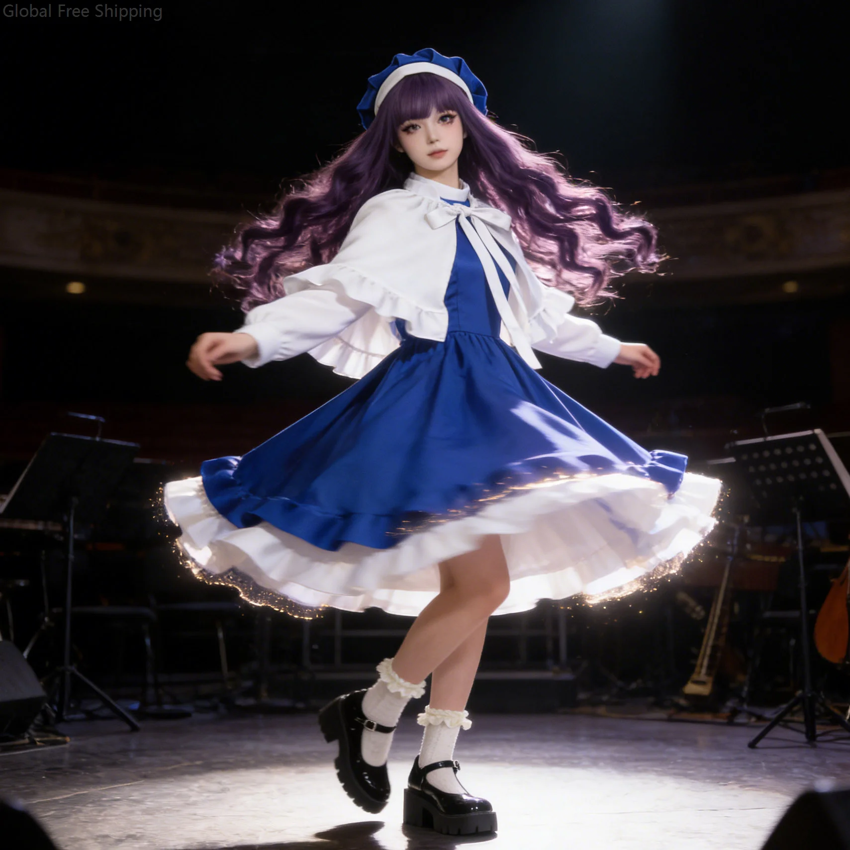 

Anime Sakura Cosplay Costume Blue Dress White Cloak With Hat Full Set Maid Uniform For Women Role Play Outfit Theme Party Suit