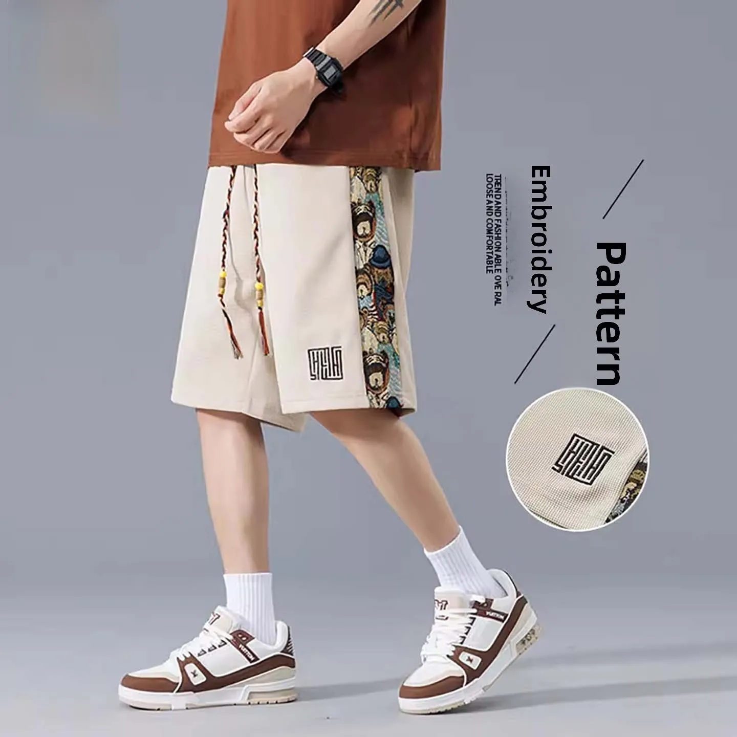 

TUCANO Men's Casual Baskeall orts Summer 2025 Vintage Straight Cut Running Pants Elastic Waist Polyester Breathable