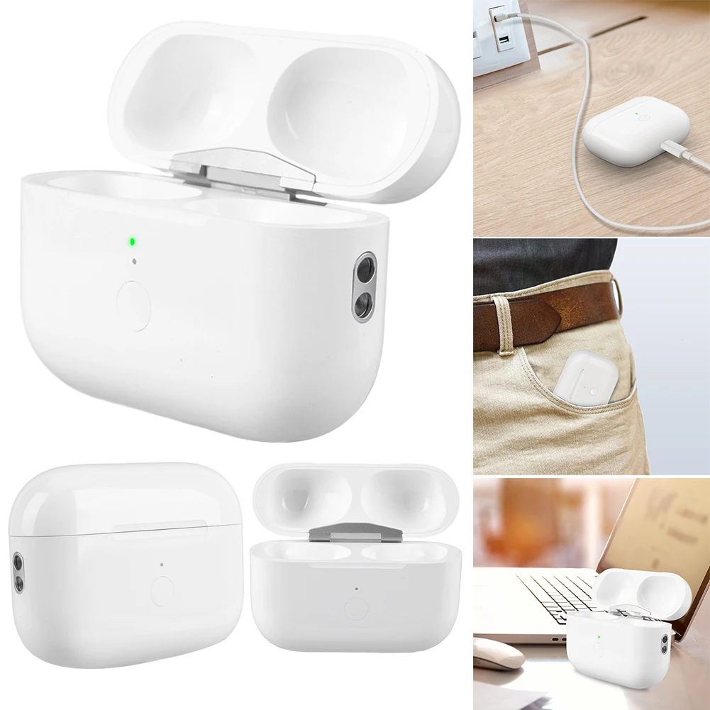 

Чехол для беспроводной зарядки, чехол для беспроводного зарядного устройства емкостью 450 мАч с Bluetooth-совместимой кнопкой синхронизации сопряжения для AirPods Pro 2-го и 1-го поколения