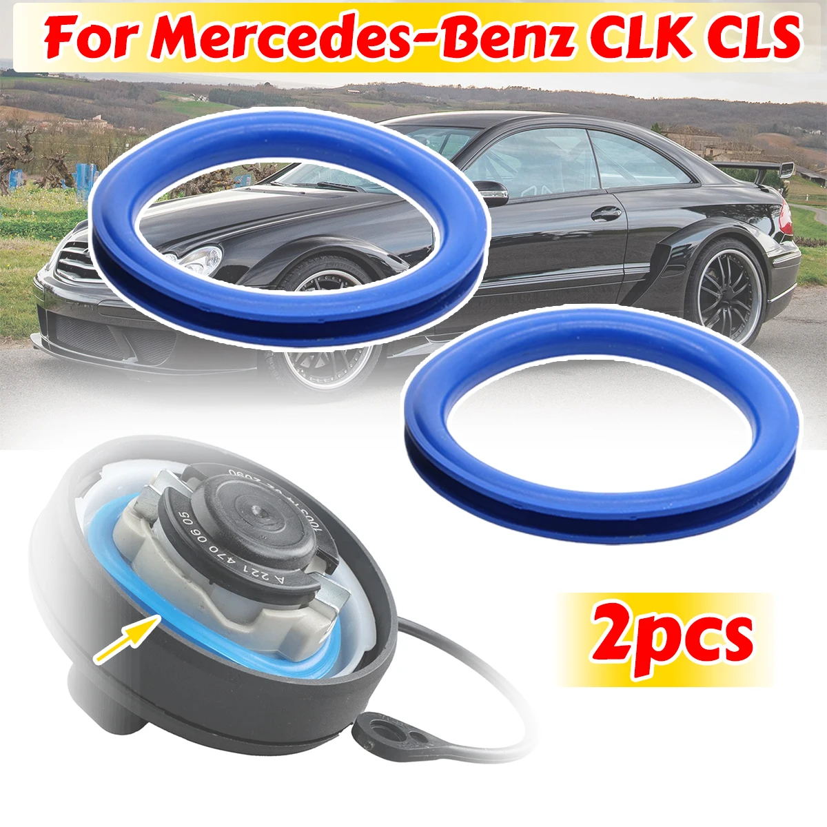 2pc Gas Cap Fuel Seal Tank Cover Neck Repair O-ring Rubber Gasket Washer V Shape For Mercedes-Benz CLS X218 C219 C218 CLK A209