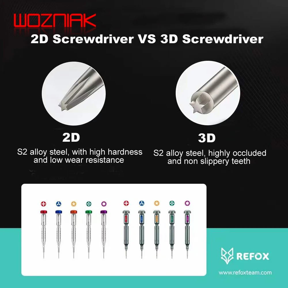 Refox 3D/2D Precision Screwdriver Maintenance Tool for Mobile Phone Disassembly High Bite Anti Slip Teeth Optional Rotating Base